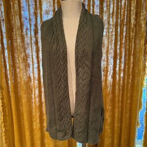 Talbots Dark Green Cable Knit Cardigan